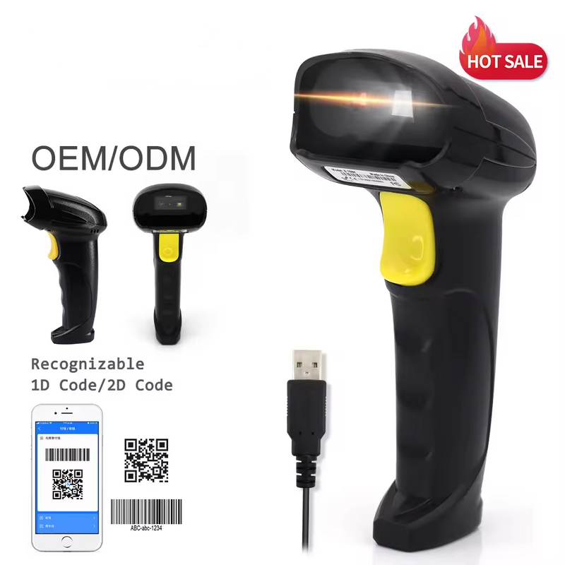 Escáner de código de barras con pantalla de escaneo automático, lector de código QR 1D 2D de mano, escáner de código de barras con cable X-760H